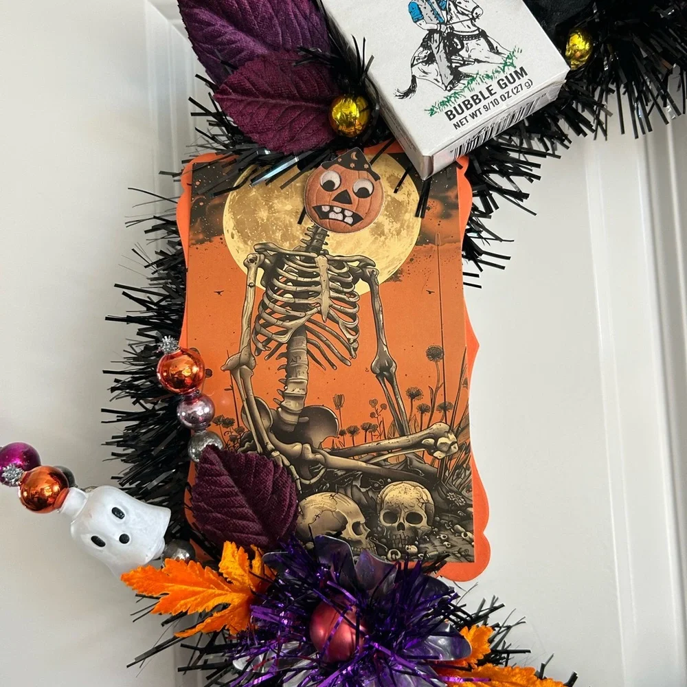 Vintage Repurposed Halloween Festive Holiday Wreath